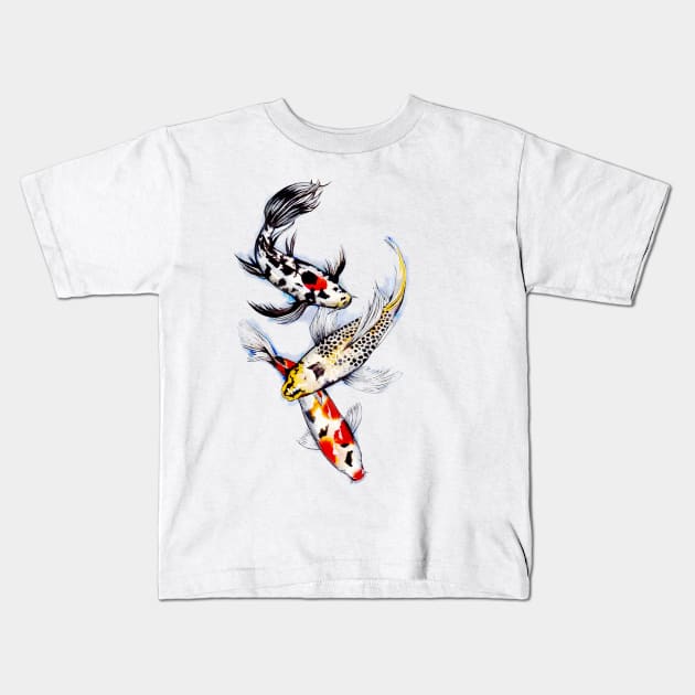 Koi Pond Kids T-Shirt by IndiasIllustrations